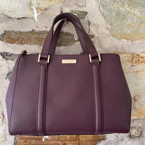 Kate Spade Eggplant Purple Leather Top Handle Bag - Picture 1 of 9